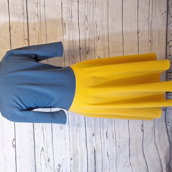 Lularoe  Amelia Blue& Gold Colorblock Dress sz M #760 - Picture 4 of 9